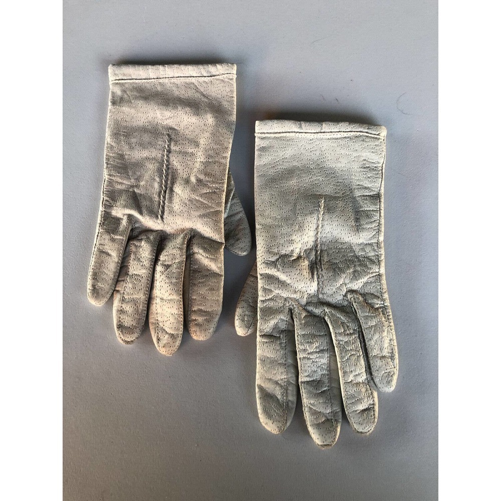 Vintage Fownes Cream Leather Gloves Size 7.5